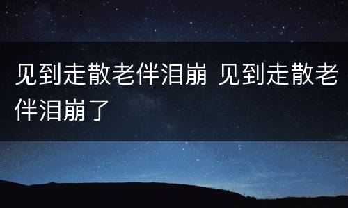 见到走散老伴泪崩 见到走散老伴泪崩了