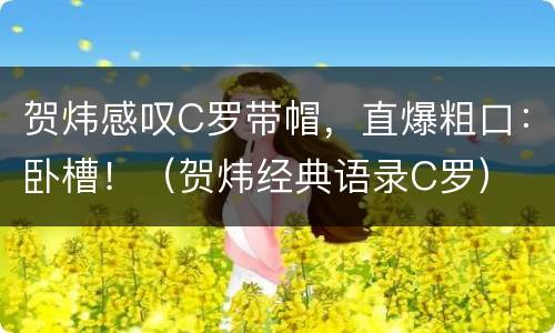 贺炜感叹C罗带帽，直爆粗口：卧槽！（贺炜经典语录C罗）