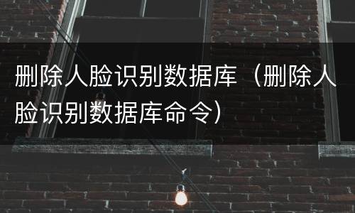 删除人脸识别数据库（删除人脸识别数据库命令）