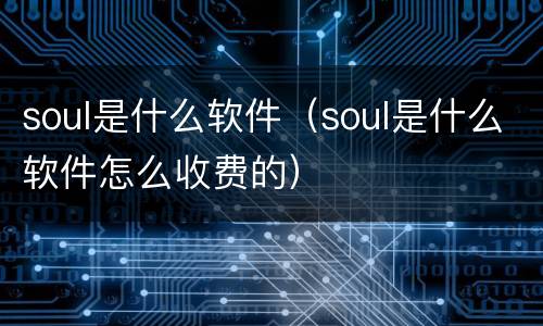 soul是什么软件（soul是什么软件怎么收费的）