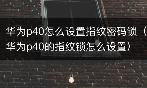 华为p40怎么设置指纹密码锁（华为p40的指纹锁怎么设置）