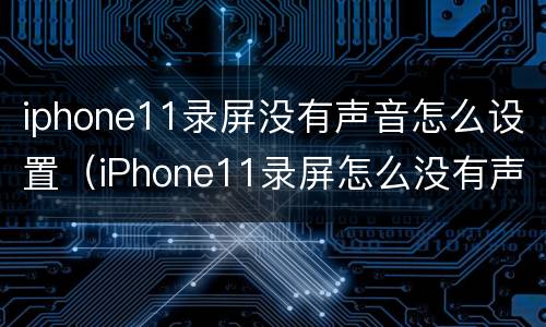 iphone11录屏没有声音怎么设置（iPhone11录屏怎么没有声音）