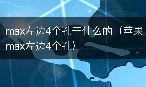 max左边4个孔干什么的（苹果max左边4个孔）