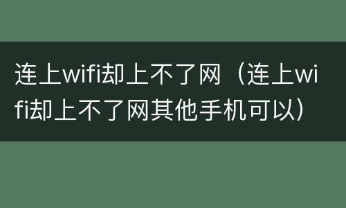 连上wifi却上不了网（连上wifi却上不了网其他手机可以）