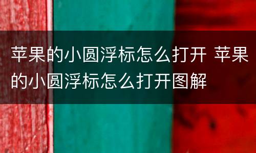 苹果的小圆浮标怎么打开 苹果的小圆浮标怎么打开图解