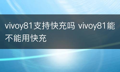 vivoy81支持快充吗 vivoy81能不能用快充