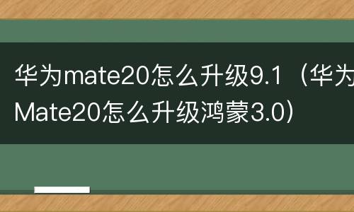 华为mate20怎么升级9.1（华为Mate20怎么升级鸿蒙3.0）