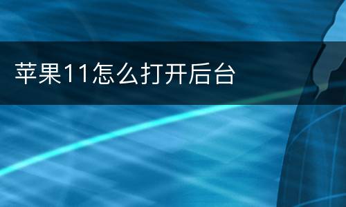 苹果11怎么打开后台