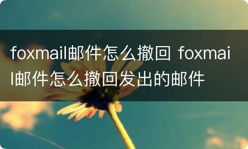 foxmail邮件怎么撤回 foxmail邮件怎么撤回发出的邮件