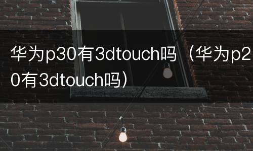华为p30有3dtouch吗（华为p20有3dtouch吗）