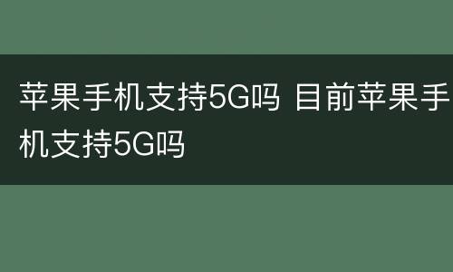 苹果手机支持5G吗 目前苹果手机支持5G吗