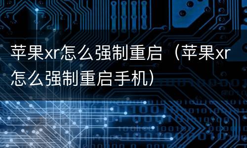 苹果xr怎么强制重启（苹果xr怎么强制重启手机）