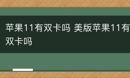 苹果11有双卡吗 美版苹果11有双卡吗