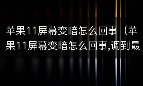 苹果11屏幕变暗怎么回事（苹果11屏幕变暗怎么回事,调到最高了）