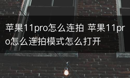 苹果11pro怎么连拍 苹果11pro怎么连拍模式怎么打开
