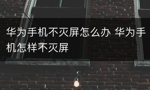 华为手机不灭屏怎么办 华为手机怎样不灭屏