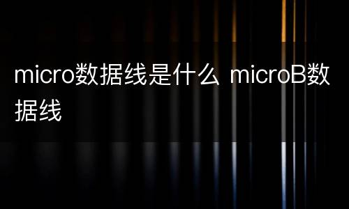 micro数据线是什么 microB数据线