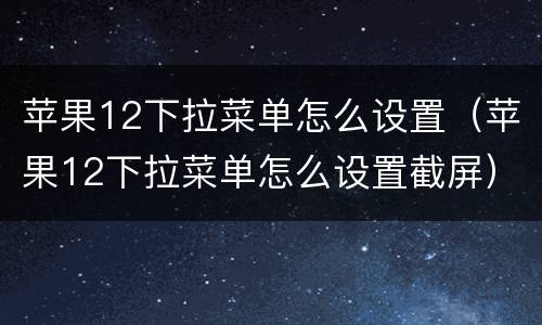 苹果12下拉菜单怎么设置（苹果12下拉菜单怎么设置截屏）