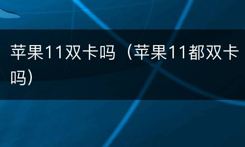 苹果11双卡吗（苹果11都双卡吗）