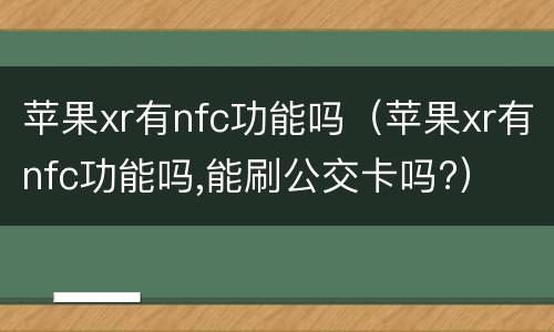 苹果xr有nfc功能吗（苹果xr有nfc功能吗,能刷公交卡吗?）