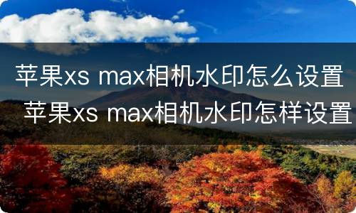 苹果xs max相机水印怎么设置 苹果xs max相机水印怎样设置