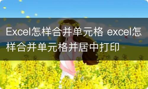 Excel怎样合并单元格 excel怎样合并单元格并居中打印