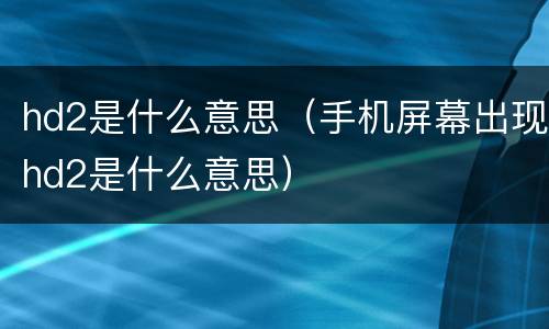 hd2是什么意思（手机屏幕出现hd2是什么意思）