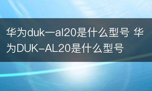 华为duk一al20是什么型号 华为DUK-AL20是什么型号