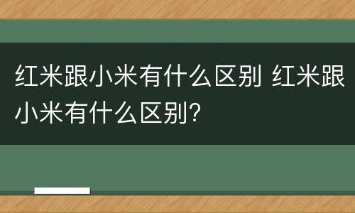 红米跟小米有什么区别 红米跟小米有什么区别?
