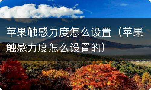 苹果触感力度怎么设置（苹果触感力度怎么设置的）