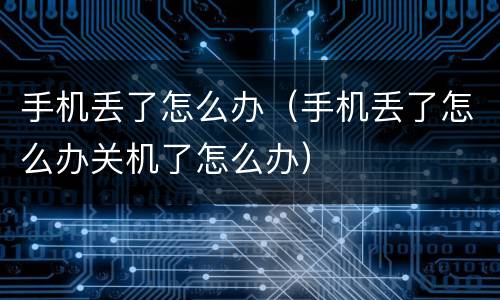 手机丢了怎么办（手机丢了怎么办关机了怎么办）