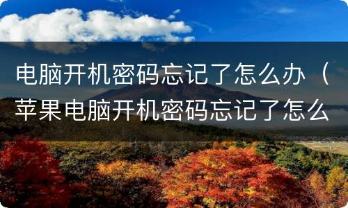 电脑开机密码忘记了怎么办（苹果电脑开机密码忘记了怎么办）