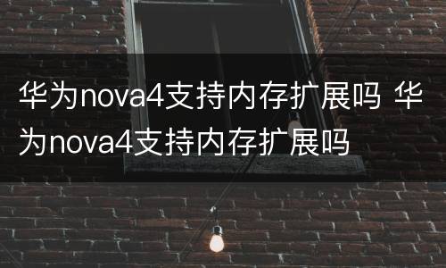 华为nova4支持内存扩展吗 华为nova4支持内存扩展吗