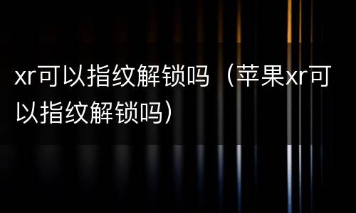 xr可以指纹解锁吗（苹果xr可以指纹解锁吗）