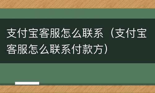 支付宝客服怎么联系（支付宝客服怎么联系付款方）