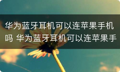 华为蓝牙耳机可以连苹果手机吗 华为蓝牙耳机可以连苹果手机吗怎么连