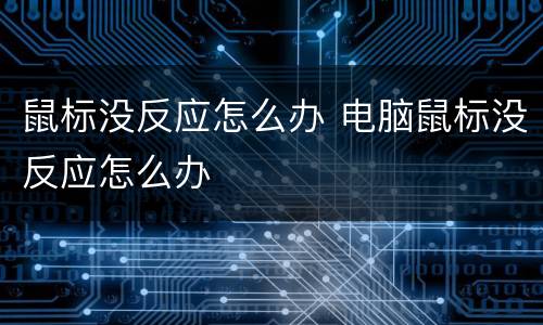 鼠标没反应怎么办 电脑鼠标没反应怎么办