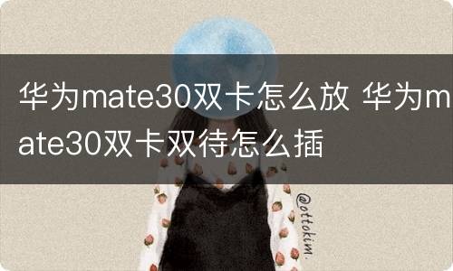 华为mate30双卡怎么放 华为mate30双卡双待怎么插