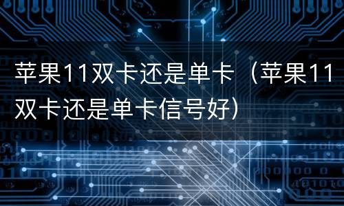 苹果11双卡还是单卡（苹果11双卡还是单卡信号好）