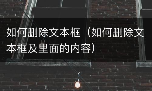 如何删除文本框（如何删除文本框及里面的内容）