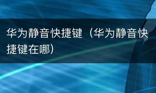 华为静音快捷键（华为静音快捷键在哪）