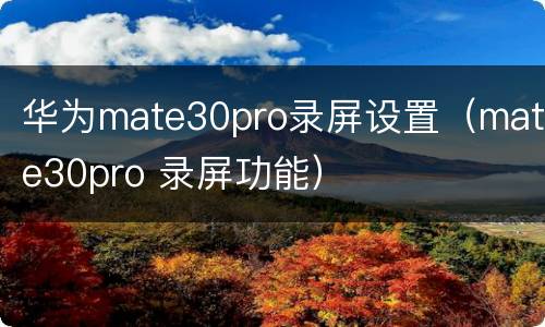 华为mate30pro录屏设置（mate30pro 录屏功能）