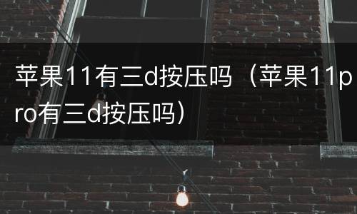 苹果11有三d按压吗（苹果11pro有三d按压吗）