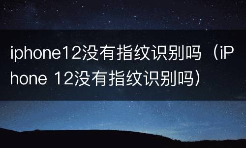 iphone12没有指纹识别吗（iPhone 12没有指纹识别吗）