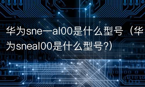 华为sne一al00是什么型号（华为sneal00是什么型号?）