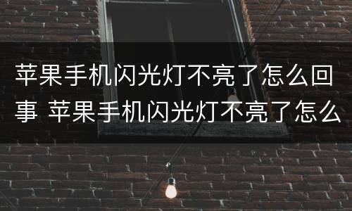 苹果手机闪光灯不亮了怎么回事 苹果手机闪光灯不亮了怎么回事呢