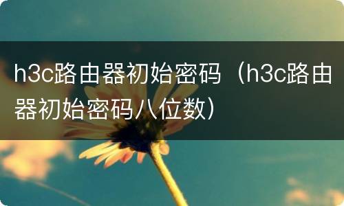 h3c路由器初始密码（h3c路由器初始密码八位数）