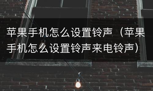 苹果手机怎么设置铃声（苹果手机怎么设置铃声来电铃声）