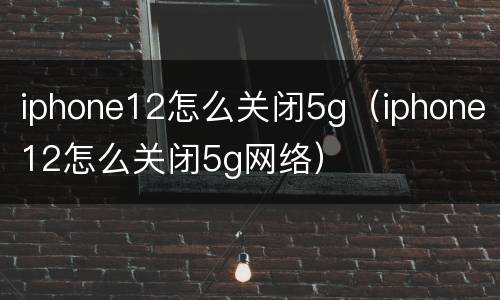 iphone12怎么关闭5g（iphone12怎么关闭5g网络）