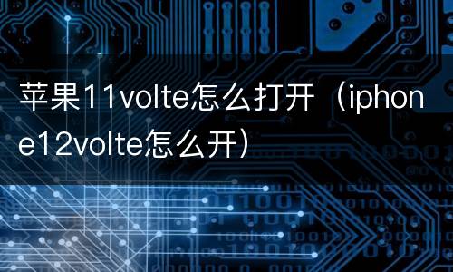 苹果11volte怎么打开（iphone12volte怎么开）